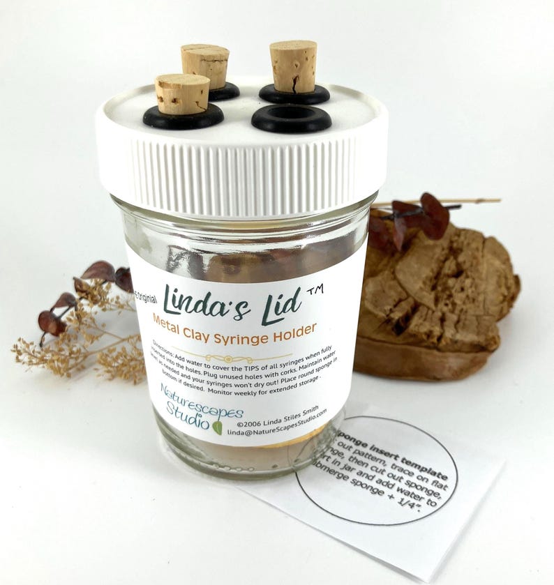 THE ORIGINAL Linda's Lid™ Metal Clay Syringe Holder© - Keeps Clay Syringes Hydrated image 1