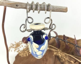 Lampwork Vessel Pendants Handmade in cobalt blue or leaf green