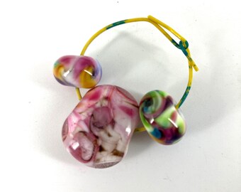 Bright Confetti Colors Swirl  Handmade Lampwork bead sets