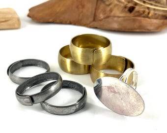 Brass Rings for Jewelry Making: Sized Channel Blanks & Adjustable Blanks