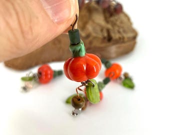 Lampwork Glass Pumpkin Bead Charms