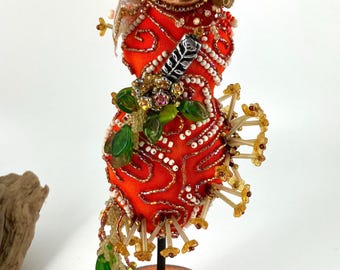Ooak Autumn Splendor Beaded Art Doll For desk top or shelf
