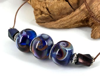 Handmade Glass Bead Swirls Adjustable Bracelets