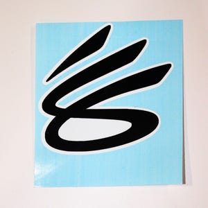 Logo STEPHEN CURRY - Décalcomanies en vinyle de qualité supérieure - Facile à appliquer - Pour voitures, vitres, rétroviseurs, vitres, ordinateurs portables, etc. *Cadeau gratuit avec chaque commande*