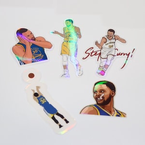 STEPHEN CURRY (Animado) - Golden State Warriors - Pacote com 5 - Adesivos transparentes/brancos premium (laminação holográfica disponível)