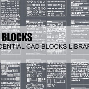 Puede incluir: Una colección de bloques CAD en blanco y negro para el diseño residencial. La imagen muestra una variedad de muebles, accesorios y otros elementos arquitectónicos.