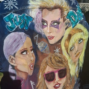 Jacket Denim painted portraits commission (example), custom painted jacket,