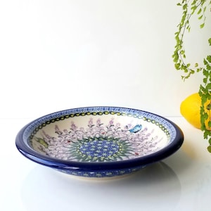 Handmade Polish Pottery Plate 9": Lavender pattern