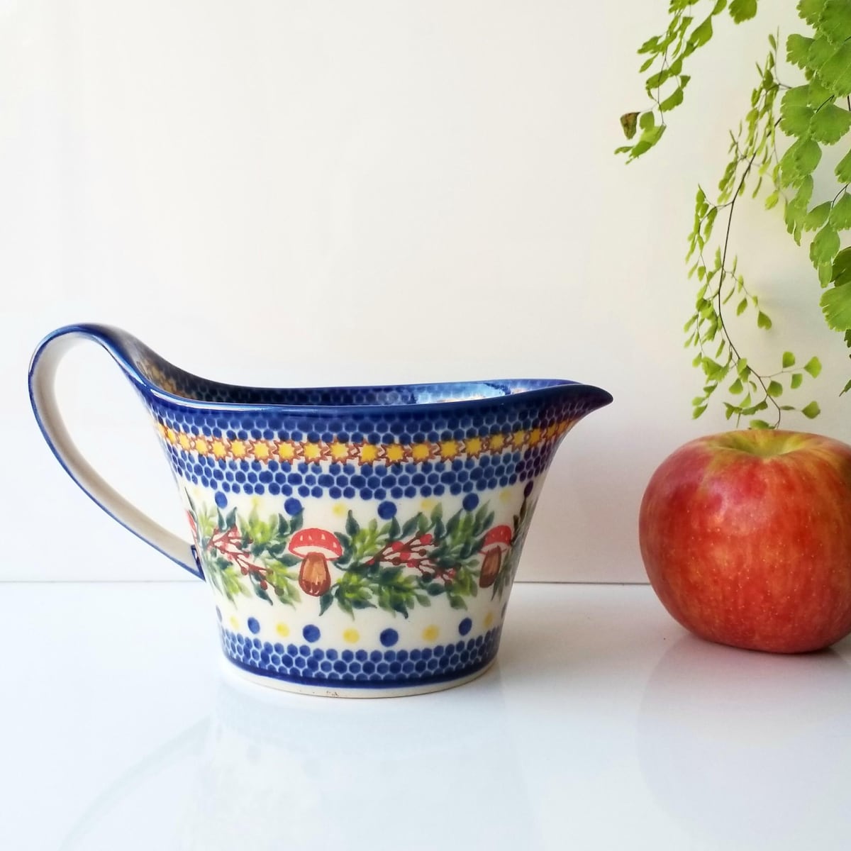 Gravy Boat Mushroom Pattern: Handmade Polish Pottery Stoneware - Etsy