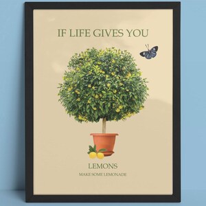 Konsttryck med citronträd: Minimalistisk botanisk poster (PDF, PNG)