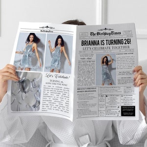 Editable Birthday Newspaper Template, Photoshoot Prop, Customizable Funny Birthday Party Invitations, Printable 25th Birthday Newspaper