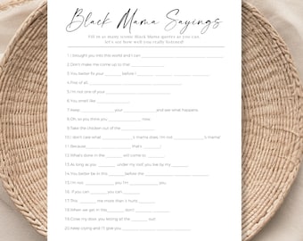 Printable Black Mom Sayings Baby Shower Game Bingo, Black Mama Games, Iconic Phrases, Baby Shower Activity, Black Moma Humor, CANVA