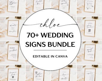 Minimalistische Hochzeitsschild-Vorlagen: Moderne DIY-Druckvorlagen (CANVA)