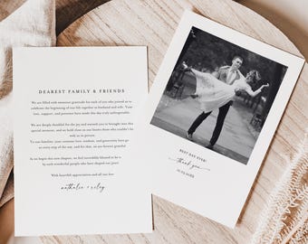 Thank You Wedding Card, Minimalist Thank You Postcards, Modern Wedding Thank You Card Template, Custom Couple Thank You Photo Cards, CANVA