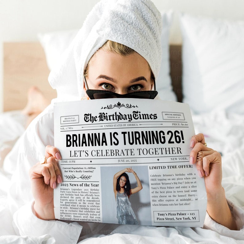 Birthday Newspaper Template, Printable Custom Newspaper for Birthday ...