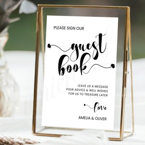 Veuillez signer notre livre d'or signe, signe livre d'or de mariage, signe de table de livre d'or minimaliste, signalisation de mariage moderne, téléchargement immédiat, CANVA