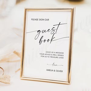 Livre d'or de mariage minimaliste, veuillez signer notre modèle de signe de livre d'or, signalisation de mariage moderne, signez notre livre d'or, téléchargement numérique, CANVA