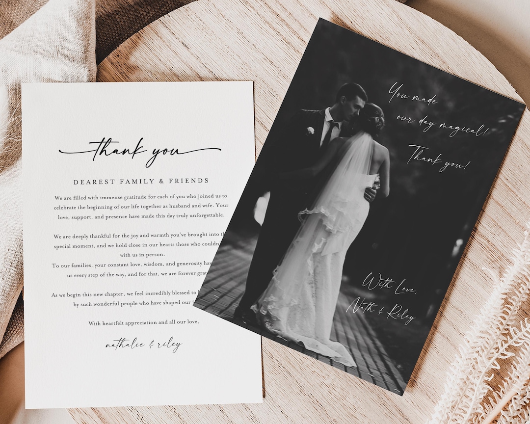 Wedding Photo Thank You Cards, Editable Canva Template, 2-page Photo ...