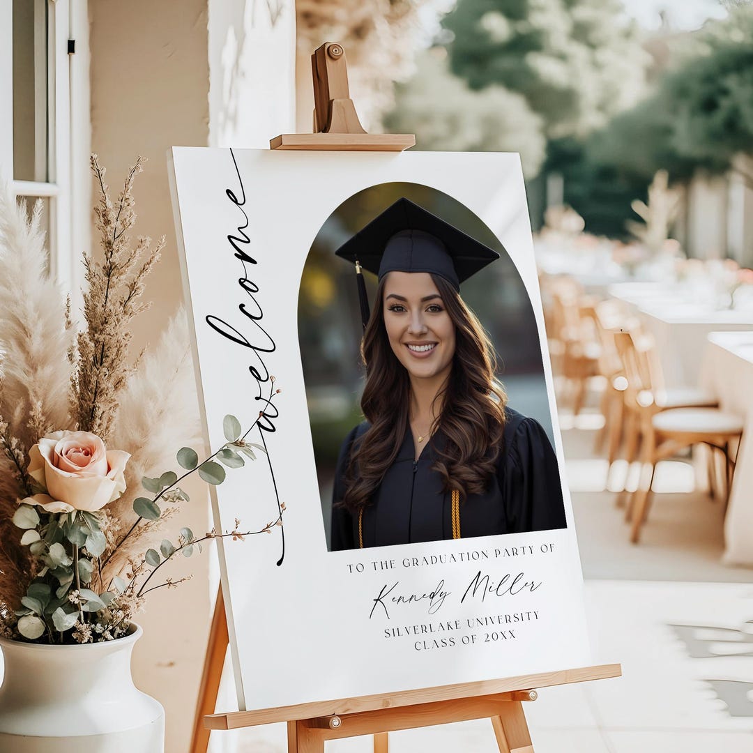 Graduation Welcome Note Graduation Welcome Sign Template With Photo, Editable Canva Graduation ...