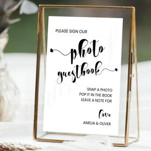 Photo Guestbook Sign Template, Snap It Sign, Polaroid Guest Book Sign, Wedding Photo Guestbook, Leave a Photo Sign, Instant Download, CANVA