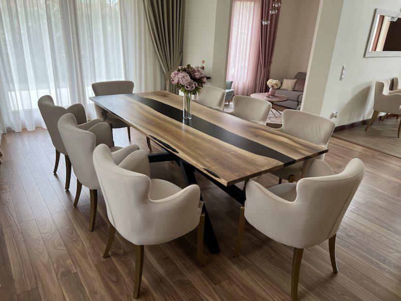 Table à manger, table époxy de cuisine, table époxy moderne, table à manger époxy personnalisée