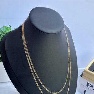 Curb Chain 18k Solid Gold Necklace, Minimalist Delicate Solid Gold Chain Unique Necklace Jewelry for Gift