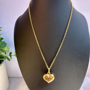 Heart Charm Solid Gold Pendant, 18K Solid Gold and Dainty Puffy Heart Unique Pendant Jewelry