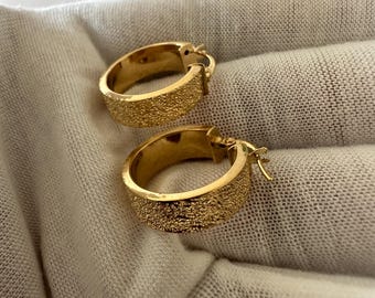 18K Solid Gold Earrings, Hammered Gold Earrings, Minimal Earrings, Solid Gold Hoops, Real Gold Earrings, Gift For Girlfriend, Earrings Hoops