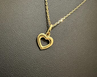 18K Solid Gold Chain, Open Heart Necklace, Cable Chain, Dainty Necklace, Best Gifts For Her, Necklaces For Women, Solid Gold Jewelry,
