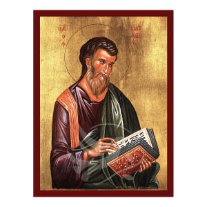 Icône de saint Matthieu apôtre, icône byzantine faite main de saint Matthieu apôtre, plaque murale d'art religieux, cadeau chrétien