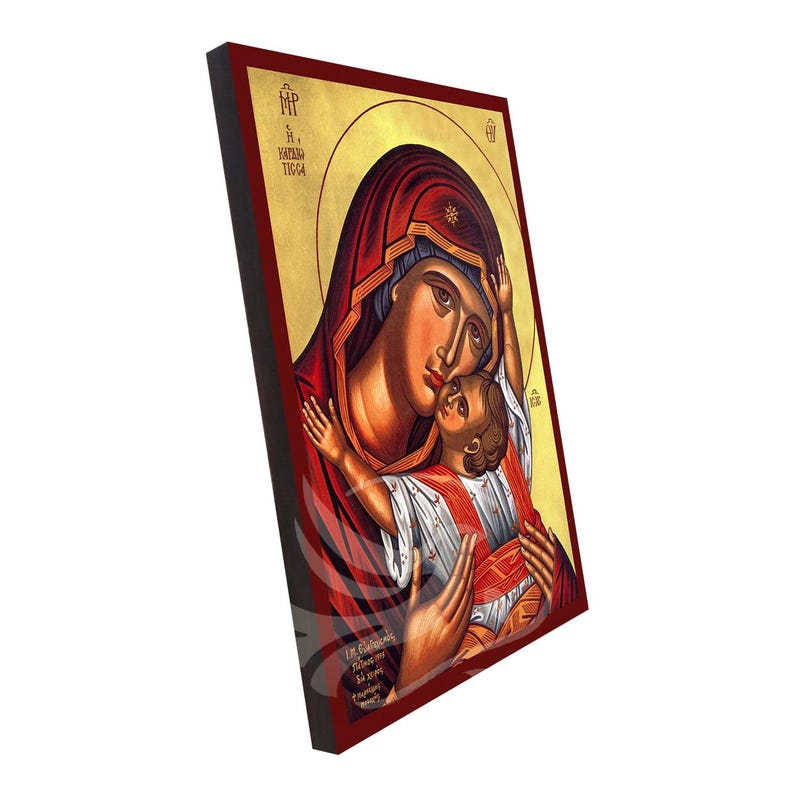 Our Lady of Tenderness Icon, Handmade Byzantine Icon of Panagia I ...