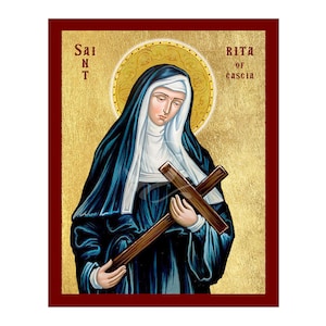 Saint Rita of Cascia Icon, Handmade Religious Icon of Saint Rita, Byzantine Art Wall Hanging Plaque, Christian Religious Art