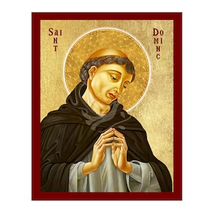 Saint Dominic Icon, Handmade Christian Icon of Saint Dominic, Byzantine Art Wall Hanging Plaque, Christian Religious Art