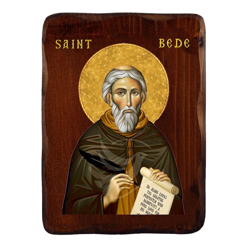 Saint Bede Icon , Handmade Christian Icon on Wood – Venerable Bede Wall ...