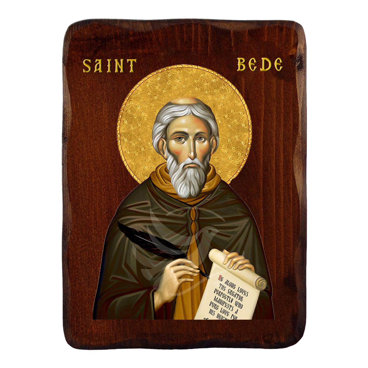 Saint Bede Icon , Handmade Christian Icon on Wood – Venerable Bede Wall ...