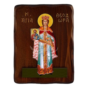 Saint Theodora icon, Handmade Greek Orthodox icon of St Theodora, Byzantine art wall hanging plaque, religious gift, christian decor