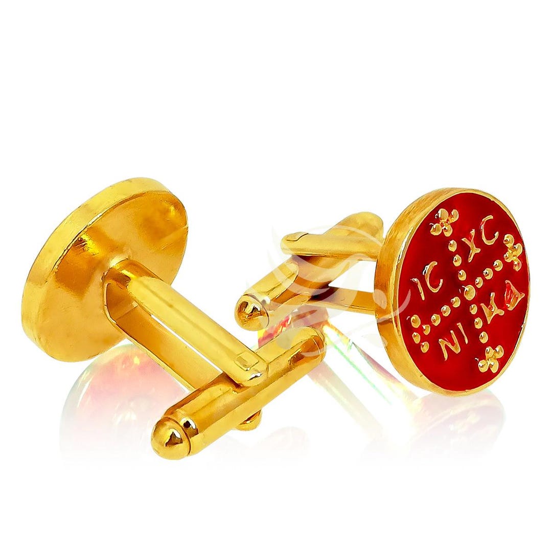 Cufflinks Gold-plated With IC XC NIKA Design, Cufflinks Jesus