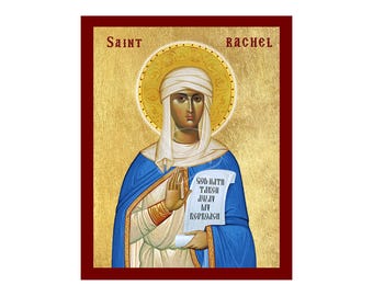 Icono de Santa Raquel la Justa, icono hecho a mano de Santa Raquel la Justa, placa de arte bizantino para colgar en la pared, arte religioso cristiano