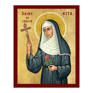 Saint Rita of Cascia Icon, Handmade Catholic Icon of Saint Rita of Cascia, Byzantine Art Wall Hanging Plaque, Christian Religious Art