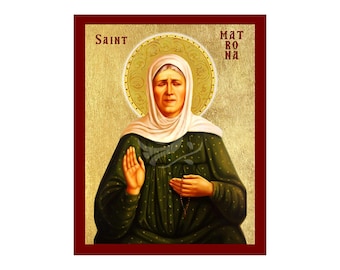 Saint Matrona Icon, Handmade Religious Icon of Saint Matrona, Byzantine Art Wall Hanging Plaque, Christian Religious Art