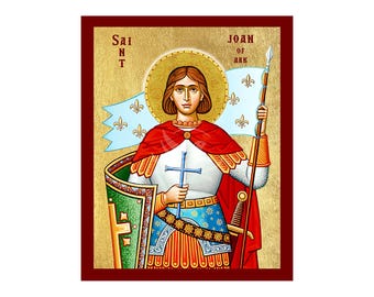 Saint Joan of Arc Icon, Handmade Religious Icon of Saint Joan of Arc, Byzantine Art Wall Hanging Plaque, Christian Religious Art