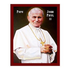 Icône du pape Jean-Paul II, icône chrétienne faite main de Saint Jean-Paul II, plaque murale d&#39;art byzantin, art religieux chrétien