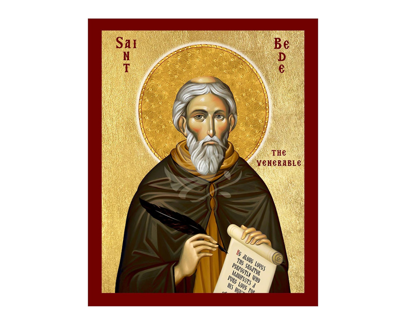 Saint Bede the Venerable Icon, Handmade Christian Icon of Saint Bede ...