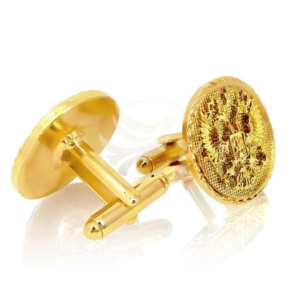 Cufflinks With Byzantine Eagle Design, Priest Clothing, Gold