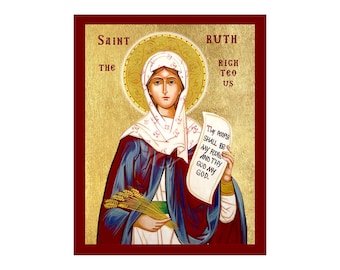 Icono de Santa Rut, la Santa Madre de Dios, icono cristiano de Santa Rut hecho a mano, placa de arte bizantino para colgar en la pared, arte religioso cristiano