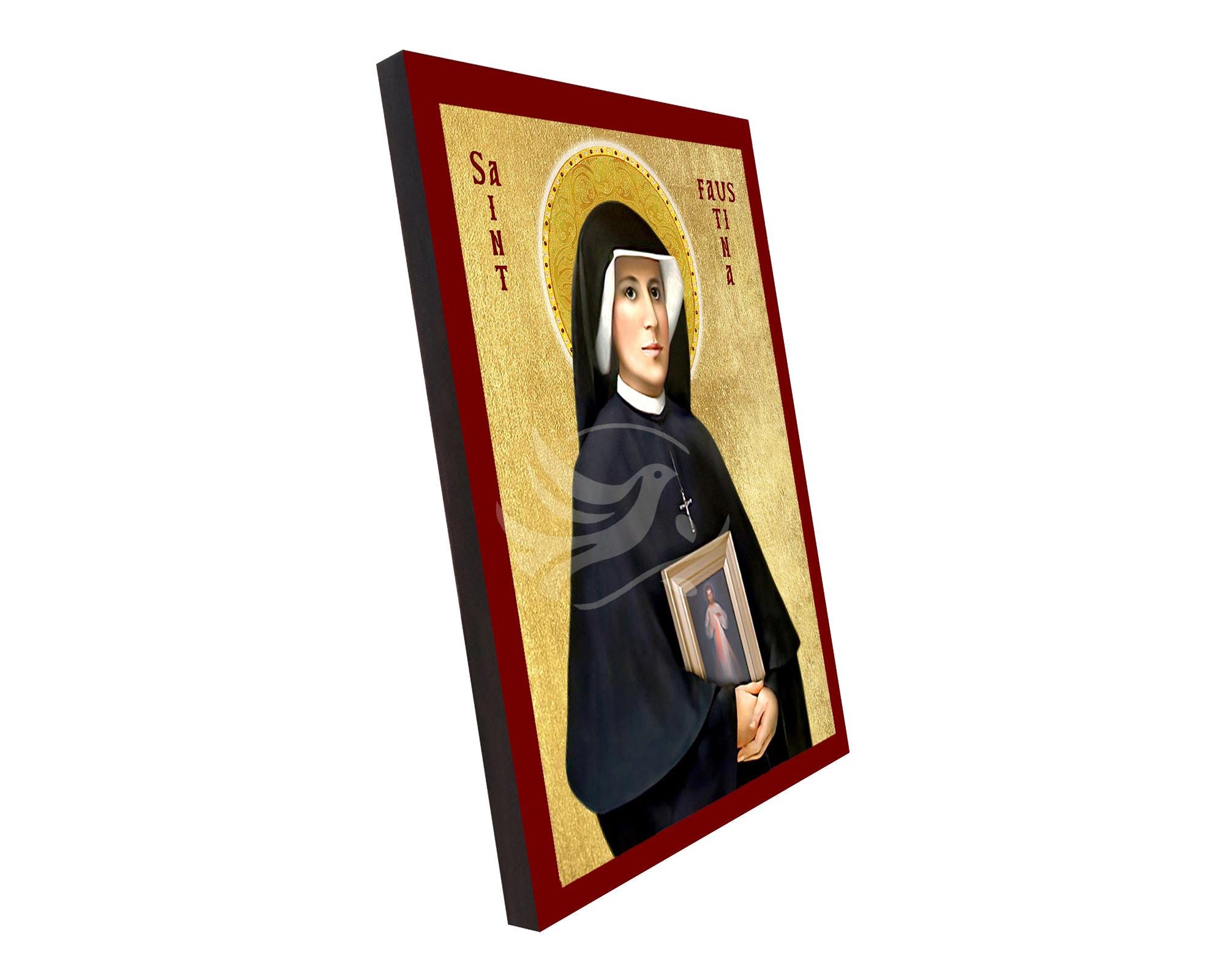 Saint Faustina Kowalska Icon, Handmade Christian Icon of Saint Faustina ...