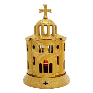 Metallic Vigil Lamp, Kandili for Home, Christian Oil Lamp, Tabletop Candlestick with Cup Glass, Available in 7 Colors