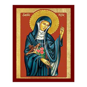 Santa Rita Icon, Handmade Catholic Icon of Santa Rita, Byzantine Art Wall Hanging Plaque, Christian Religious Art