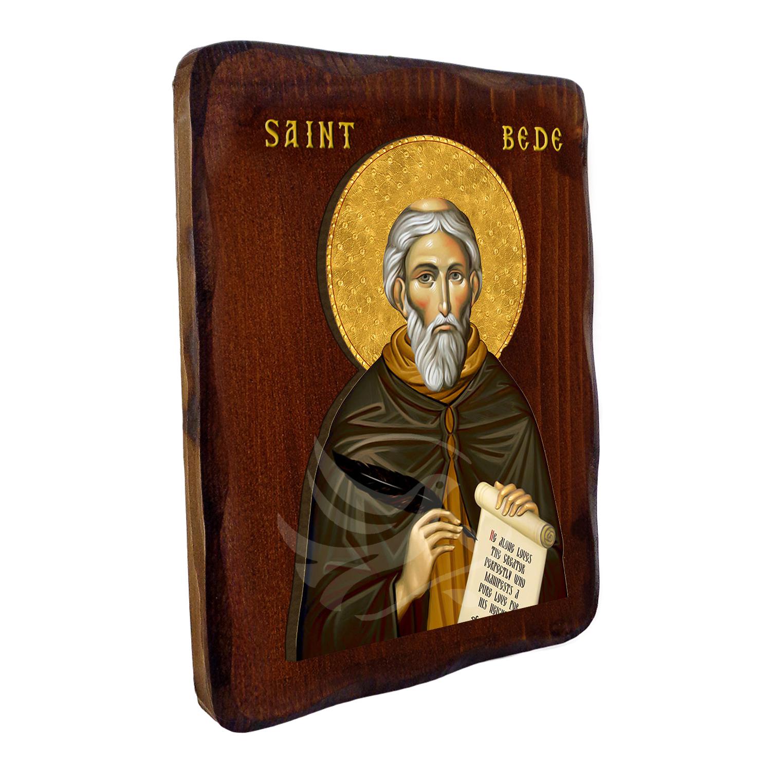 Saint Bede Icon , Handmade Christian Icon on Wood – Venerable Bede Wall ...