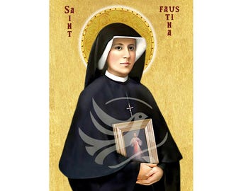 Saint Faustina Icon Magnet – Christian Fridge Magnet – Religious Gift – Baptism Favor – Greek Christian Souvenir – Saint Faustina Kowalska